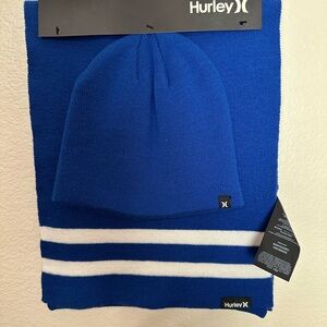 Hurley Royal Blue Beanie and Scarf Set